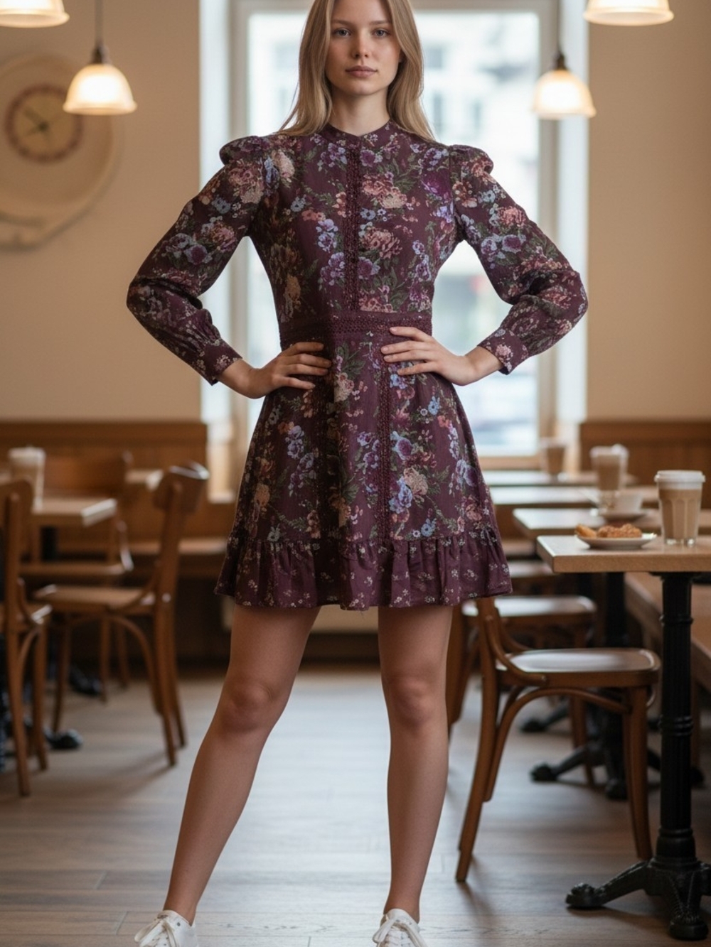 Taylor & Sage Plum Floral Midi Dress